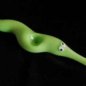 Glass Magic Worm Pipe (Solid Green Version) | Unique Glass Art | Fast & Free Shipping