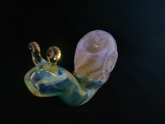 Glass Snail Pipe | Color Changing Glass | Unique Sculpted Bowl | Lavender Version | Immediate Shipping