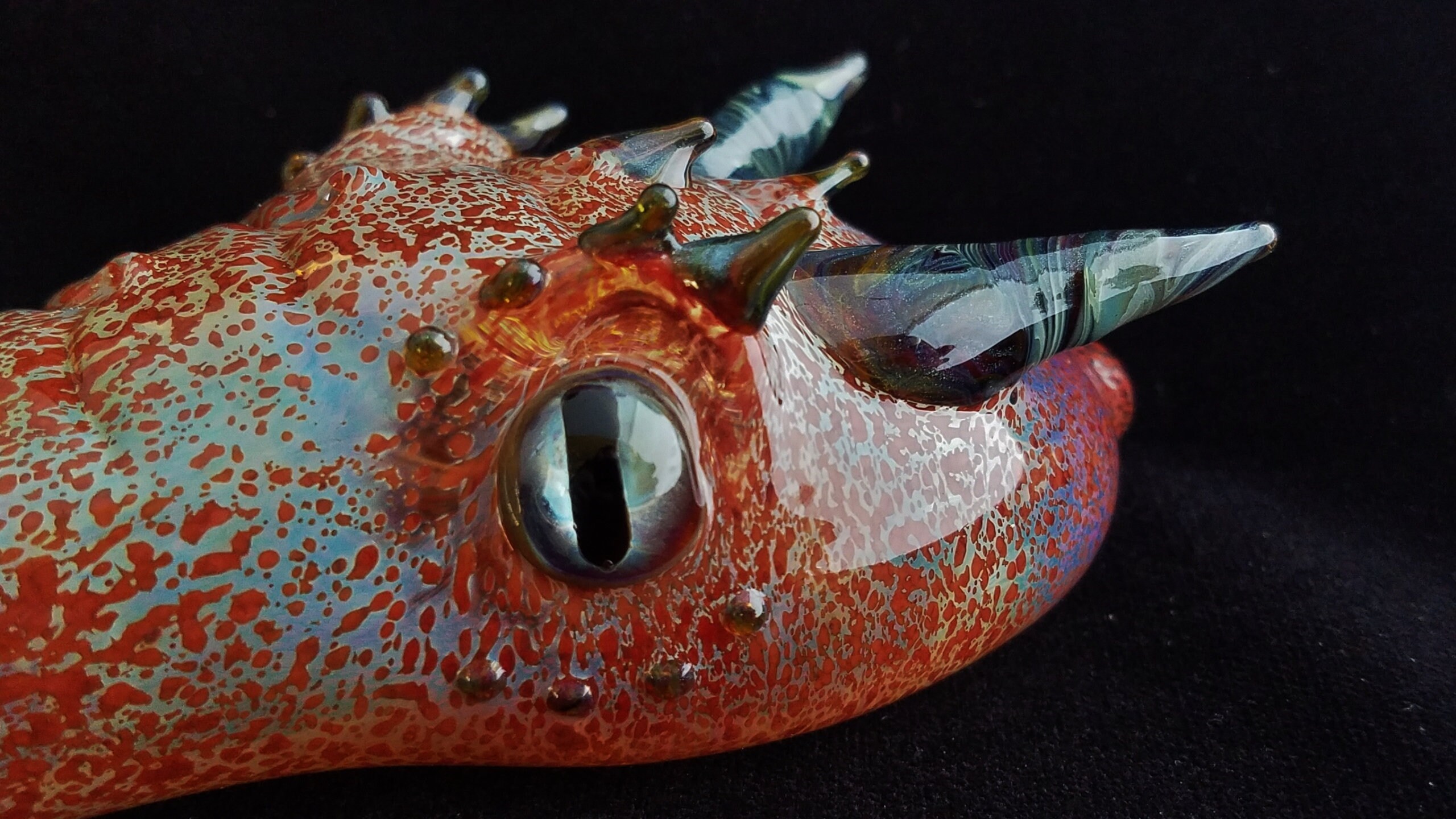 Glass Dragon Head Pipe Hand Blown, Unique Tobacco Pipe Stealthy