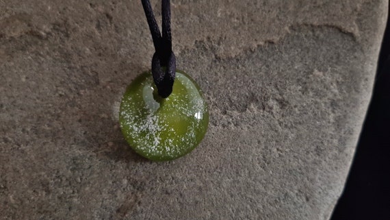 Memorial Pendant  Handblown Glass | Cremation Jewelry |  Pet Memorial Necklace | Chartreuse Version |