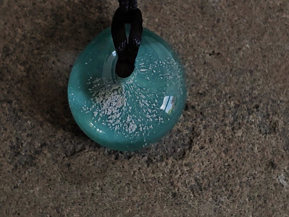 Memorial Pendant  Handblown Glass | Cremation Jewelry |  Pet Memorial Necklace | Teal Version |