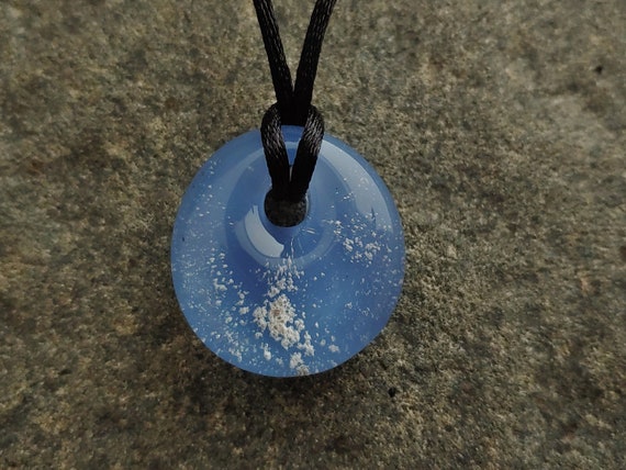 Memorial Pendant  Handblown Glass | Cremation Jewelry |  Pet Memorial Necklace | Light Blue Version |