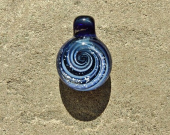Spiral Galaxy Memorial Pendant  | Cremation Jewelry |  Pet Memorial Necklace | Cobalt Blue Version |