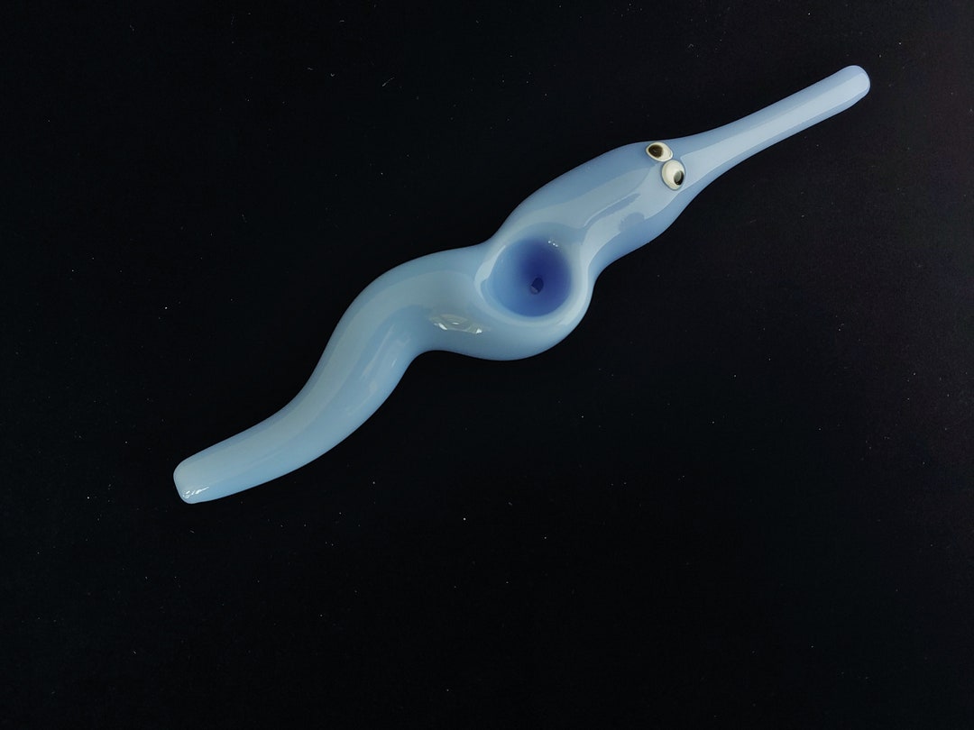 Glass Magic Worm Pipe (Solid Blue Version) | Unique Glass Art | Fast & Free Shipping