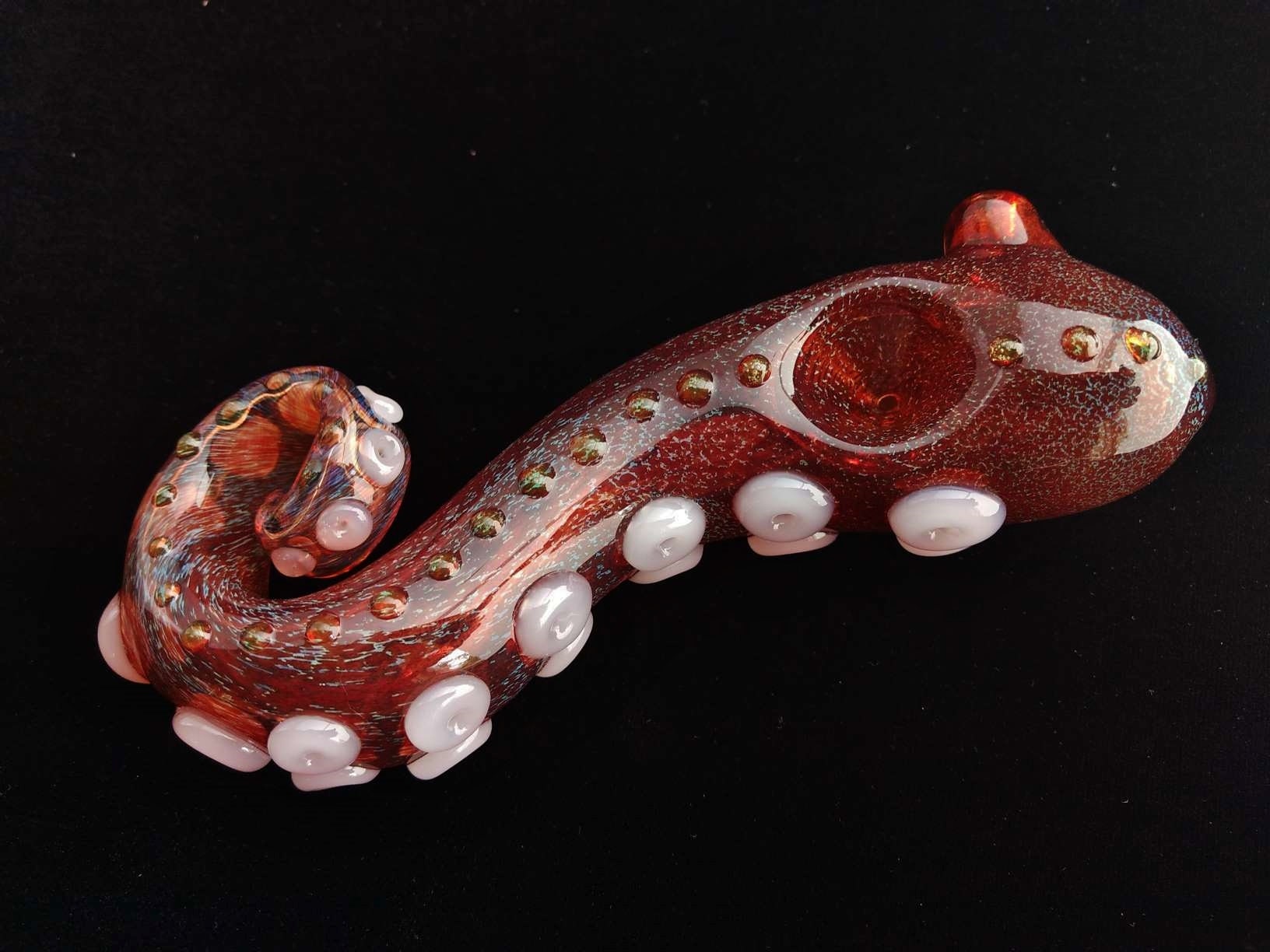 Glass Tentacle Pipe | UV Glow | Color Changing | Unique Functional