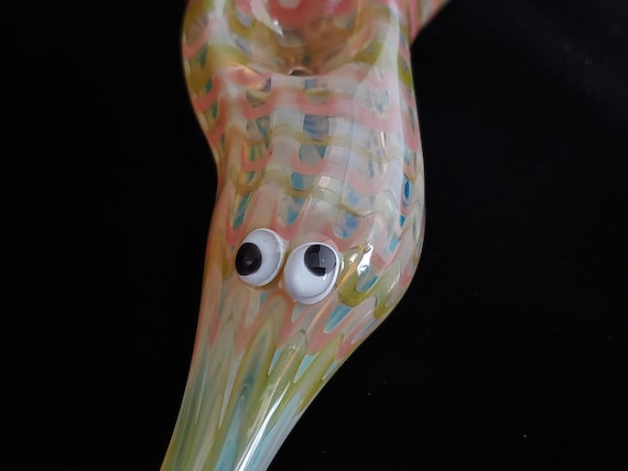 Glass Magic Worm Pipe (Plaid/Striped Version - Pink/Warm Green)| Color Changing | Unique Glass Art | Fast & Free Shipping