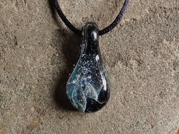 Memorial Pendant | Cremation Jewelry | Black Teardrop |  Pet Memorial Necklace |