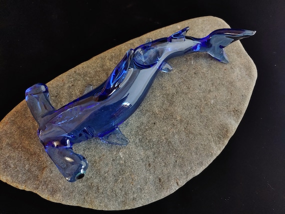 Glass Hammerhead Shark Pipe  | Cobalt Blue Version | Sculpted Functional Glass Art | Fast Shipping