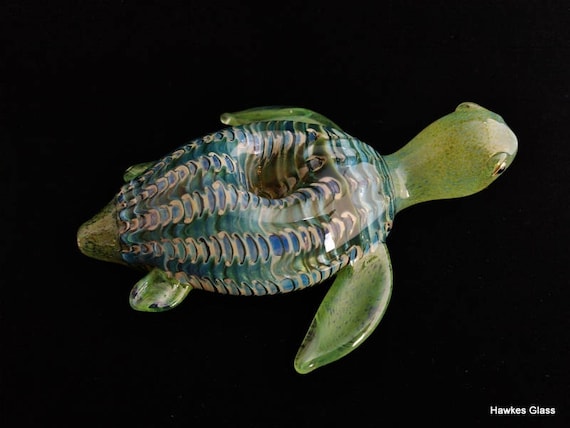 Colorful Sea Turtle Pipe | Sculpted Glass Bowl | Color Changing | Unique Gift Idea | Immediate Shipping |