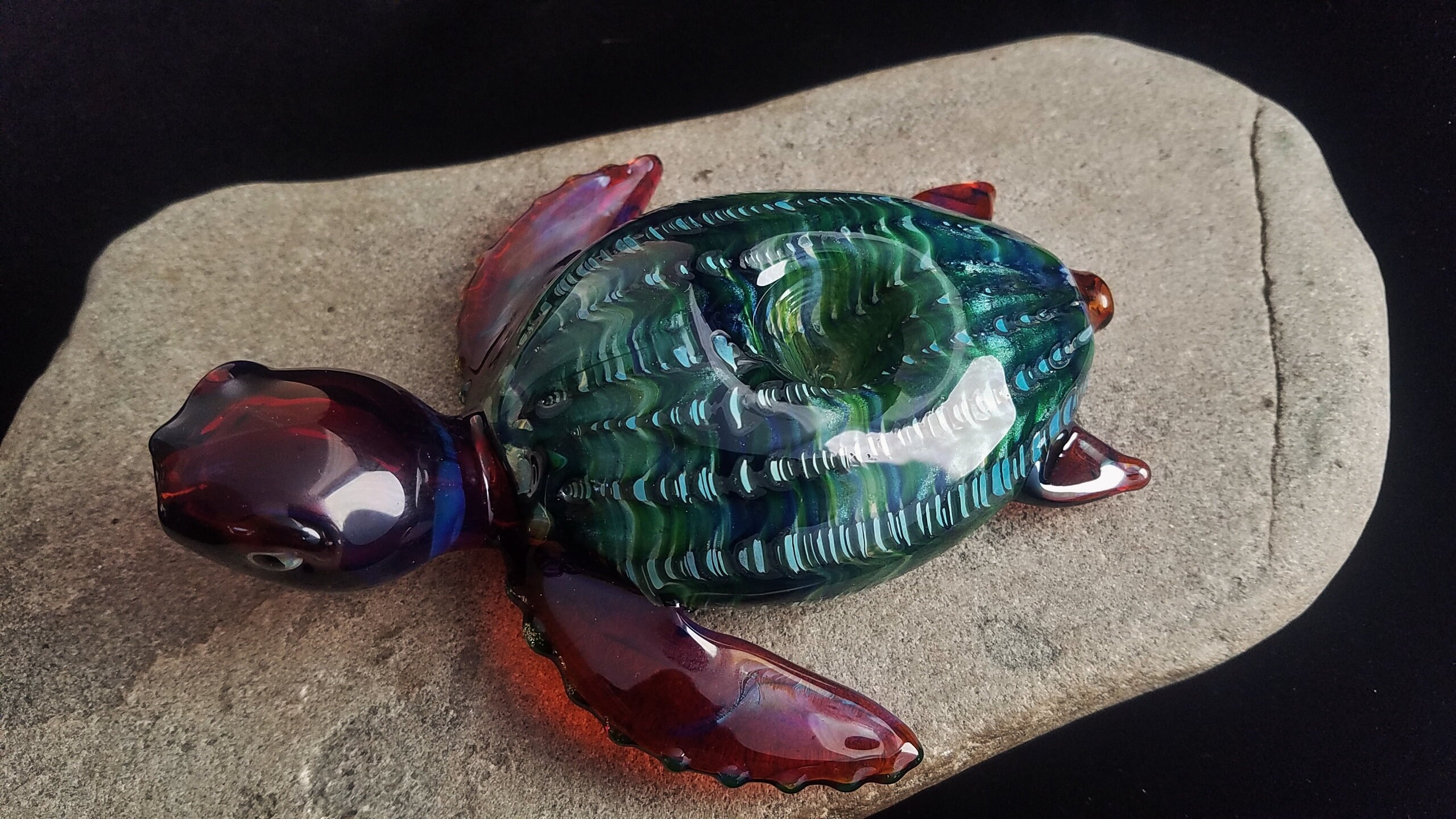 Glass Sea Turtle Pipe | Color Changing | Hand Blown Glass Art | Immediate Shipping