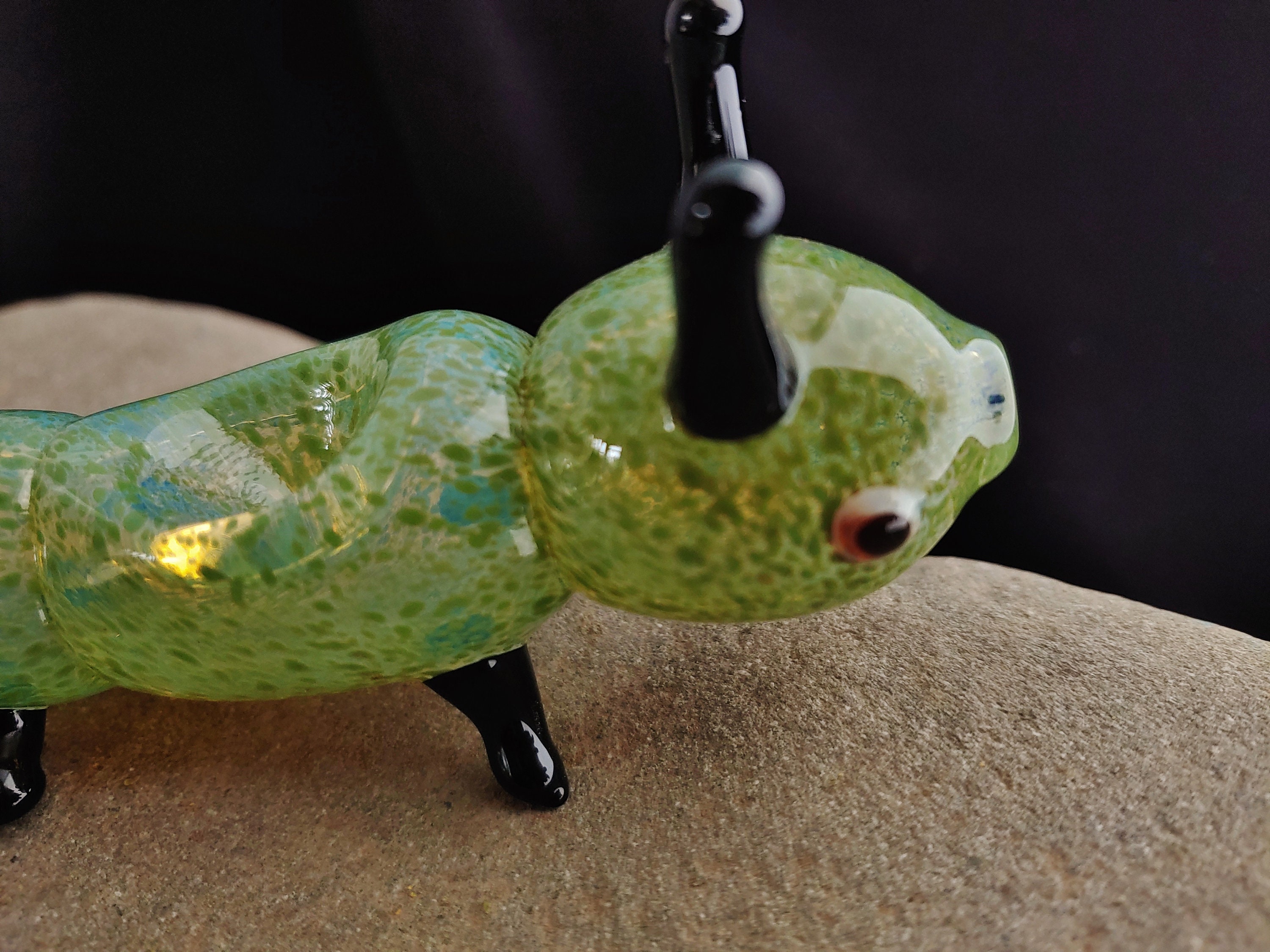 Glass Caterpillar Pipe, Sculpted Animal Pipe, Unique Glass Art