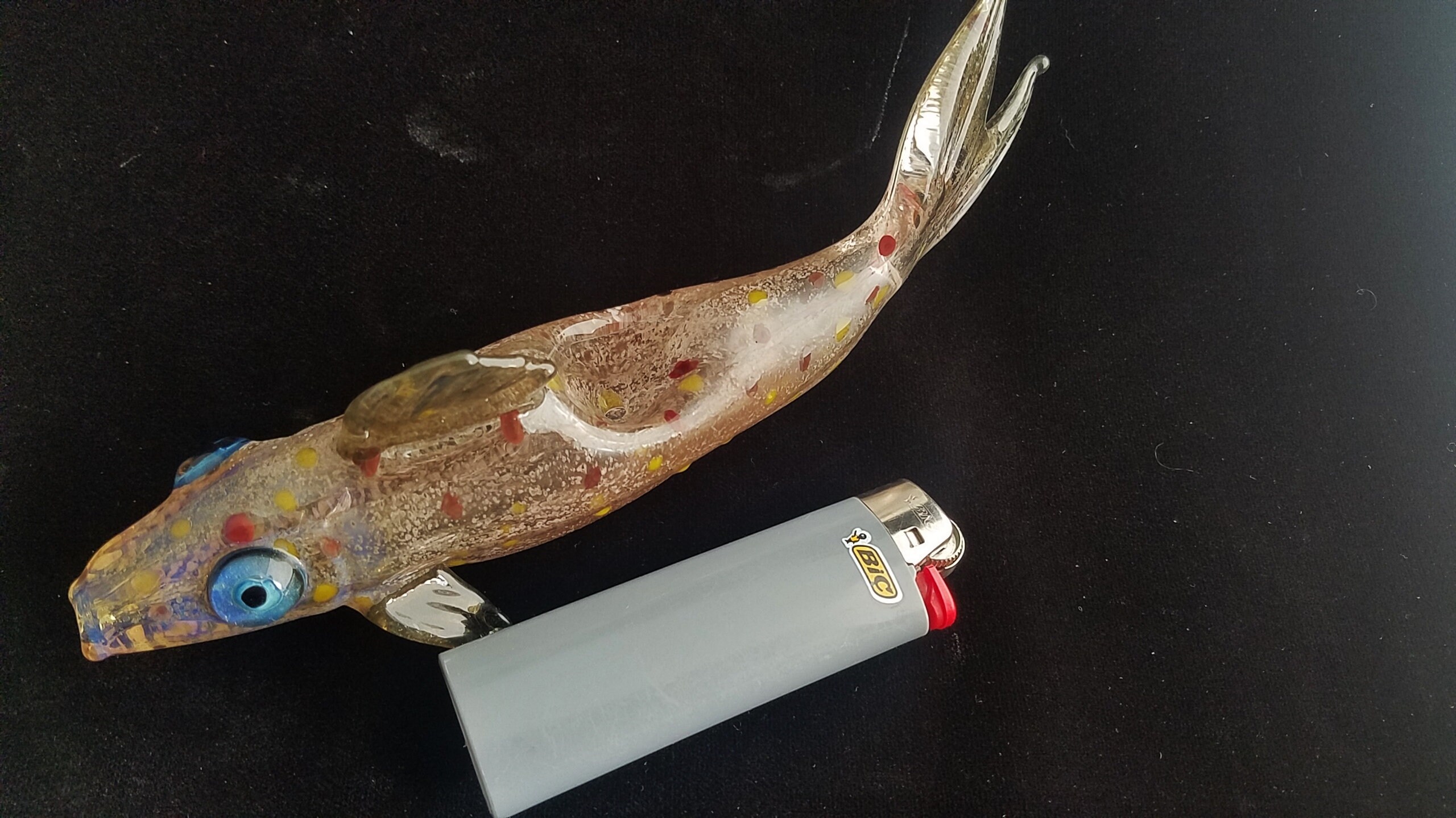 Glass Fish Pipe Color Changing Unique Sculpted Glass Art