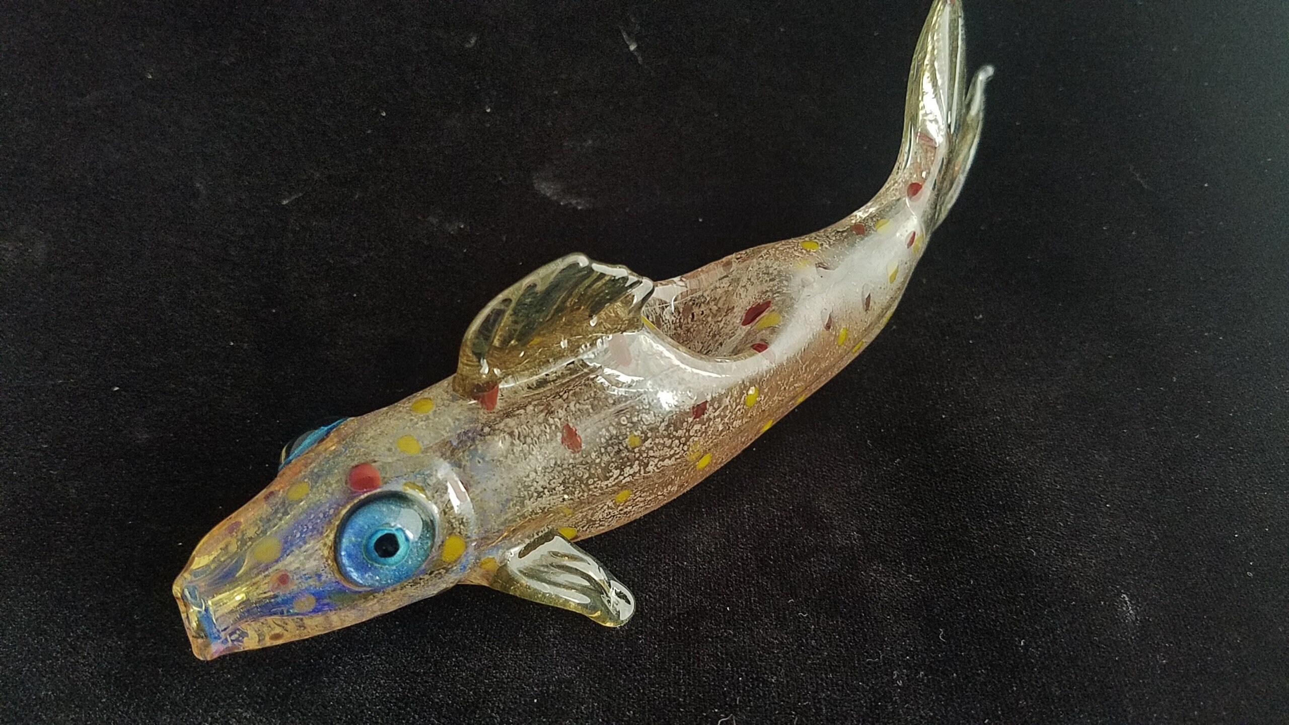 Glass Fish Pipe Color Changing Unique Sculpted Glass Art