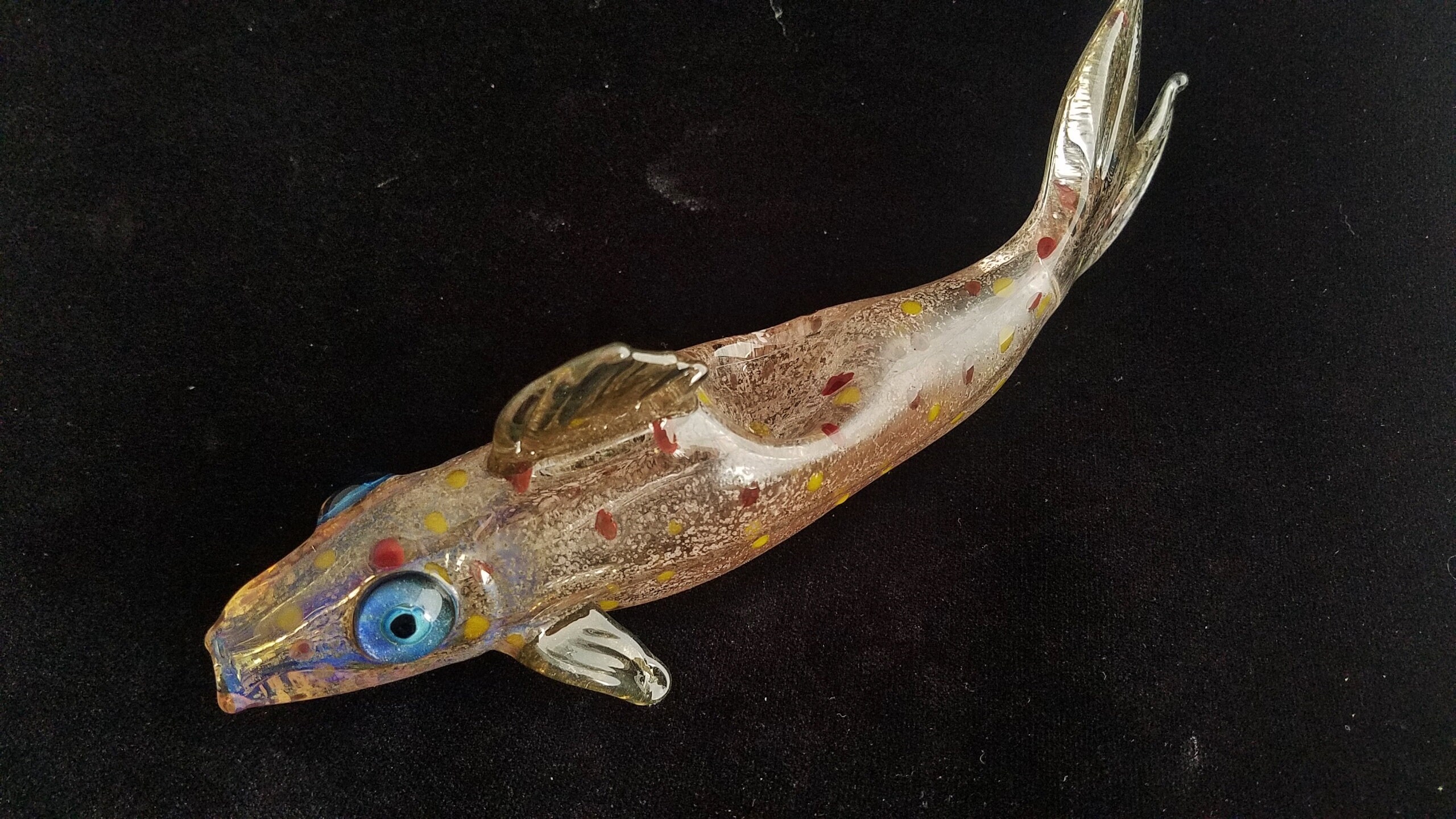Glass Fish Pipe Color Changing Unique Sculpted Glass Art