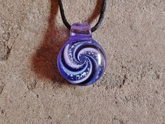 Spiral Galaxy Memorial Pendant  | Cremation Jewelry |  Pet Memorial Necklace | Lavender & Blue Version |