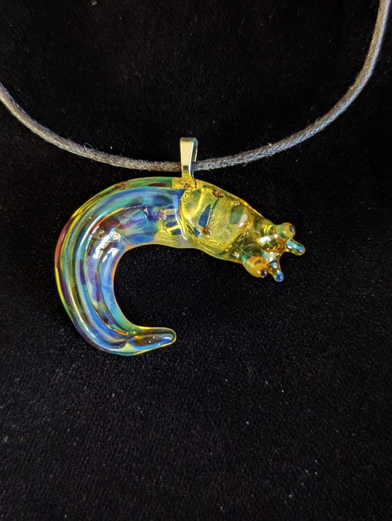 Hand Blown Glass Banana Slug Pendant | Fast & Free Shipping