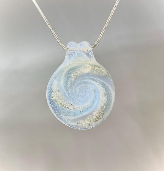 Spiral Galaxy Memorial Pendant  | Cremation Jewelry | Ethereal Blue Version |