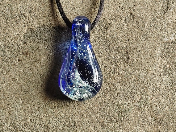 Memorial Pendant | Cremation Jewelry | Cobalt Blue Teardrop |  Pet Memorial Necklace |