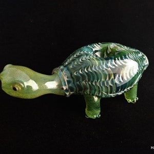 Colorful Turtle Pipe Sculpted Glass Bowl Color Changing Unique Gift Idea Immediate Priority Shipping image 3