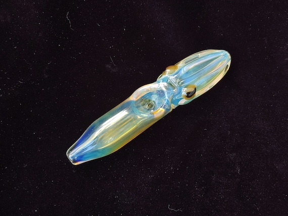 Glass Baby Squid Pipe | Fumed Pocket Version | Color Changing Bowl | Sculpted Functional Glass Art | Fast Shipping