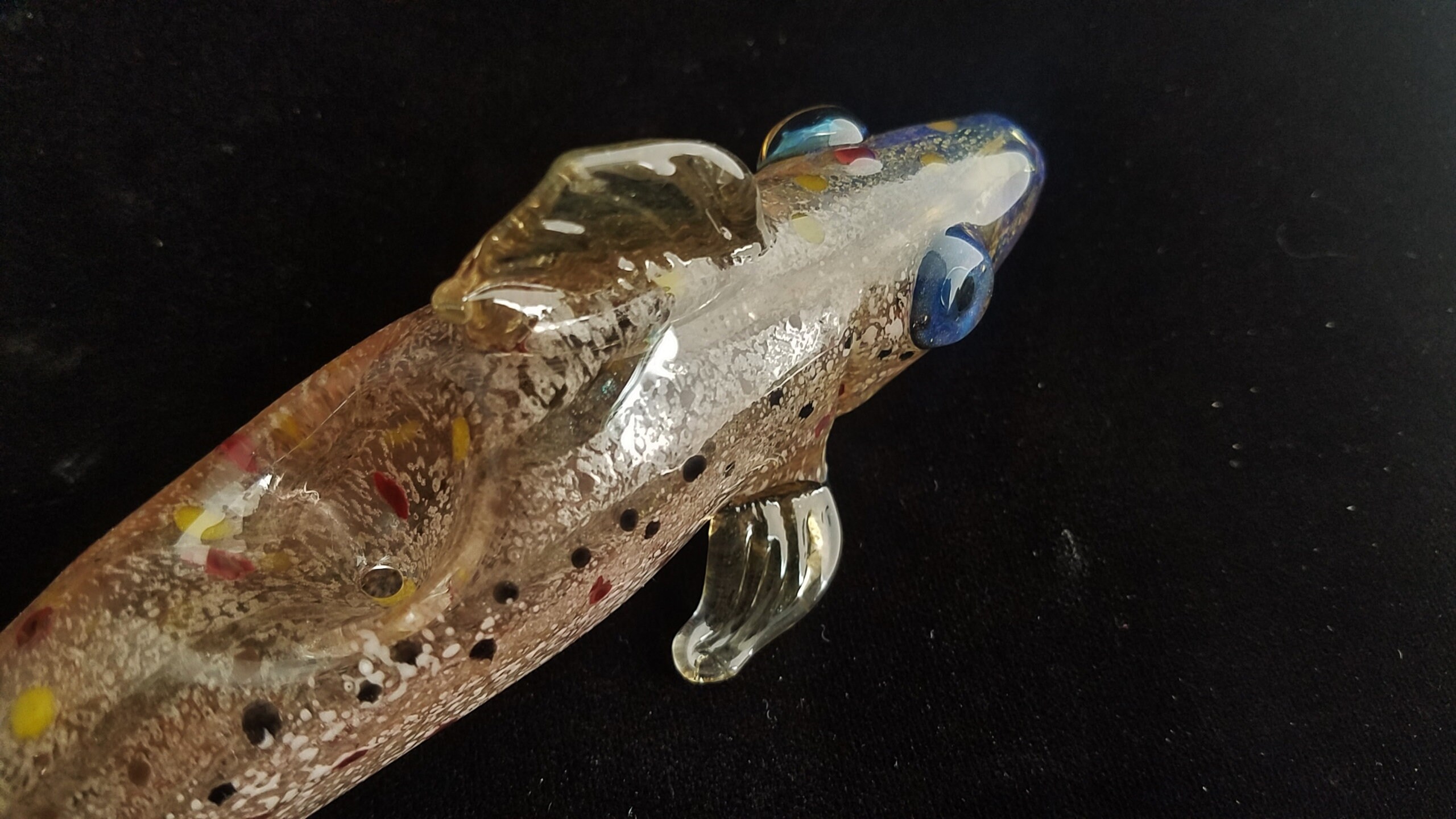 Glass Fish Pipe Color Changing Unique Sculpted Glass Art