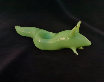 Glass Slug Pipe | (Green Version) | Unique Glass Art | Immediate Shipping