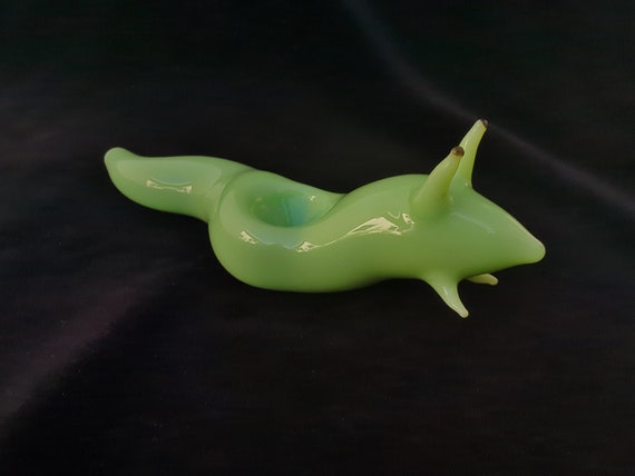 Glass Slug Pipe | (Green Version) | Unique Glass Art | Immediate Shipping