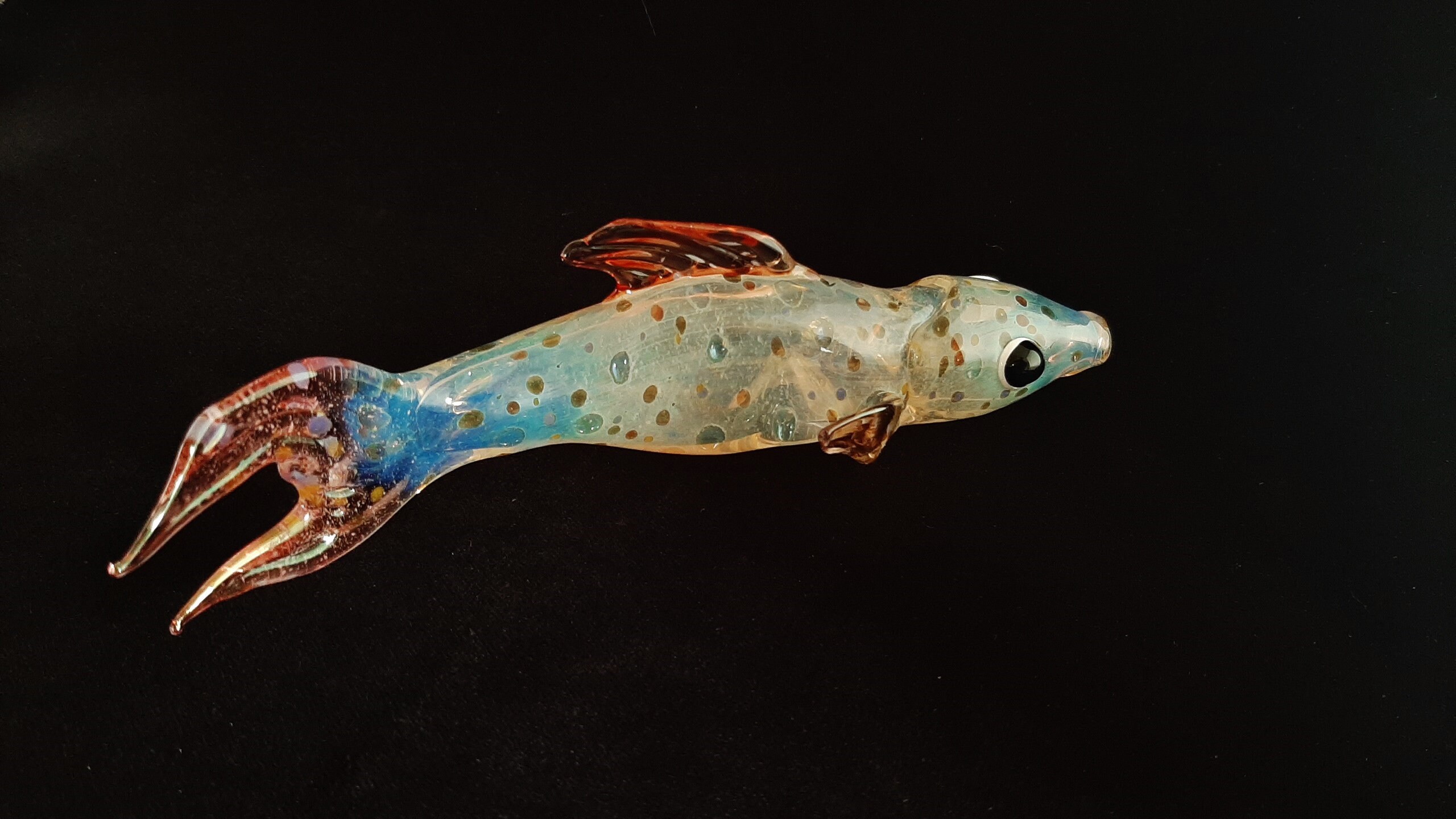 Glass Fish Pipe Color Changing Unique Sculpted Glass Art