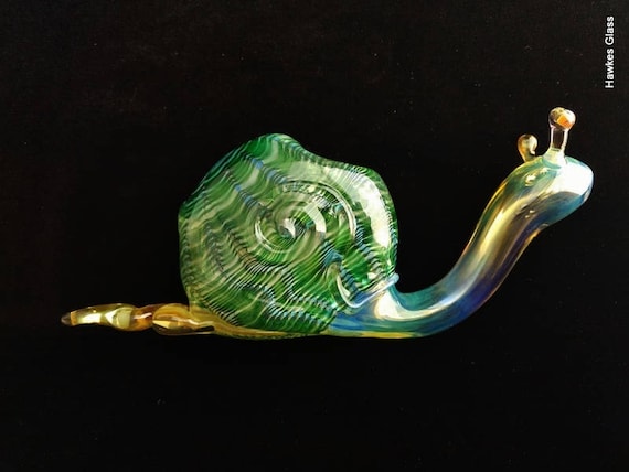 Glass Snail Pipe | Color Changing Glass | Deep Green Version | Unique Glass Art | Fast Shipping