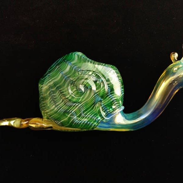 Glass Snail Pipe | Color Changing Glass | Green Version | Unique Glass Art | Fast Shipping