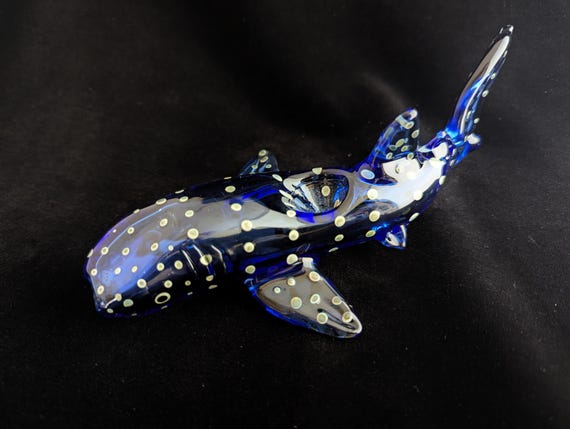 Glass Whale Shark Pipe | Cobalt Blue | Unique Glass Art | Quick Shipping
