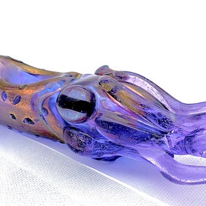 Glass Squid Pipe | UV Glow | Blue-Copper-Purple Version | Functional Glass Art | Immediate Shipping