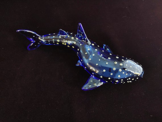 Glass Whale Shark Pipe | Cobalt Blue | Unique Glass Art | Quick Shipping