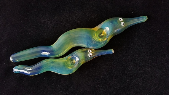 Giant Glass Magic Worm Pipe (Larger Fumed Version)| Color Changing | Unique Glass Art | Free Shipping