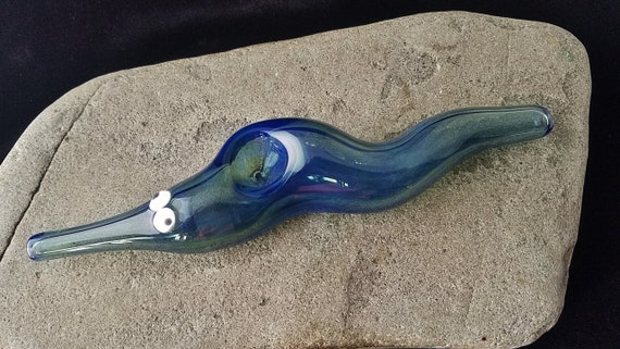 Glass Magic Worm Pipe (Light Cobalt Blue Version) | Unique Glass Art | Fast & Free Shipping