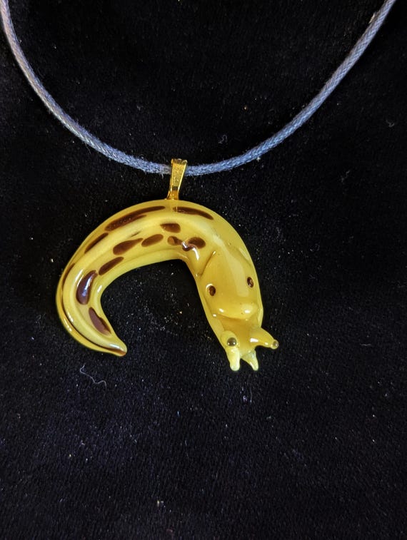 Hand Blown Glass Banana Slug Pendant | Fast & Free Shipping