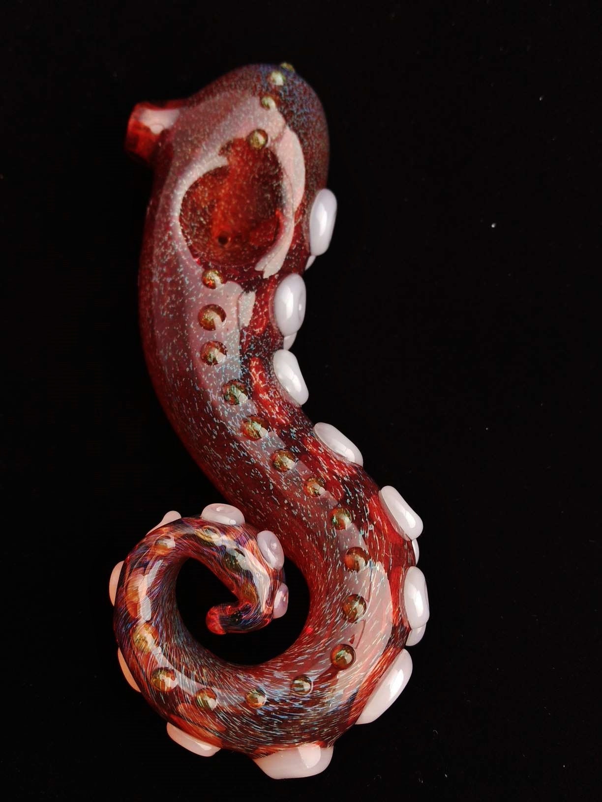 Glass Tentacle Pipe | UV Glow | Color Changing | Unique Functional