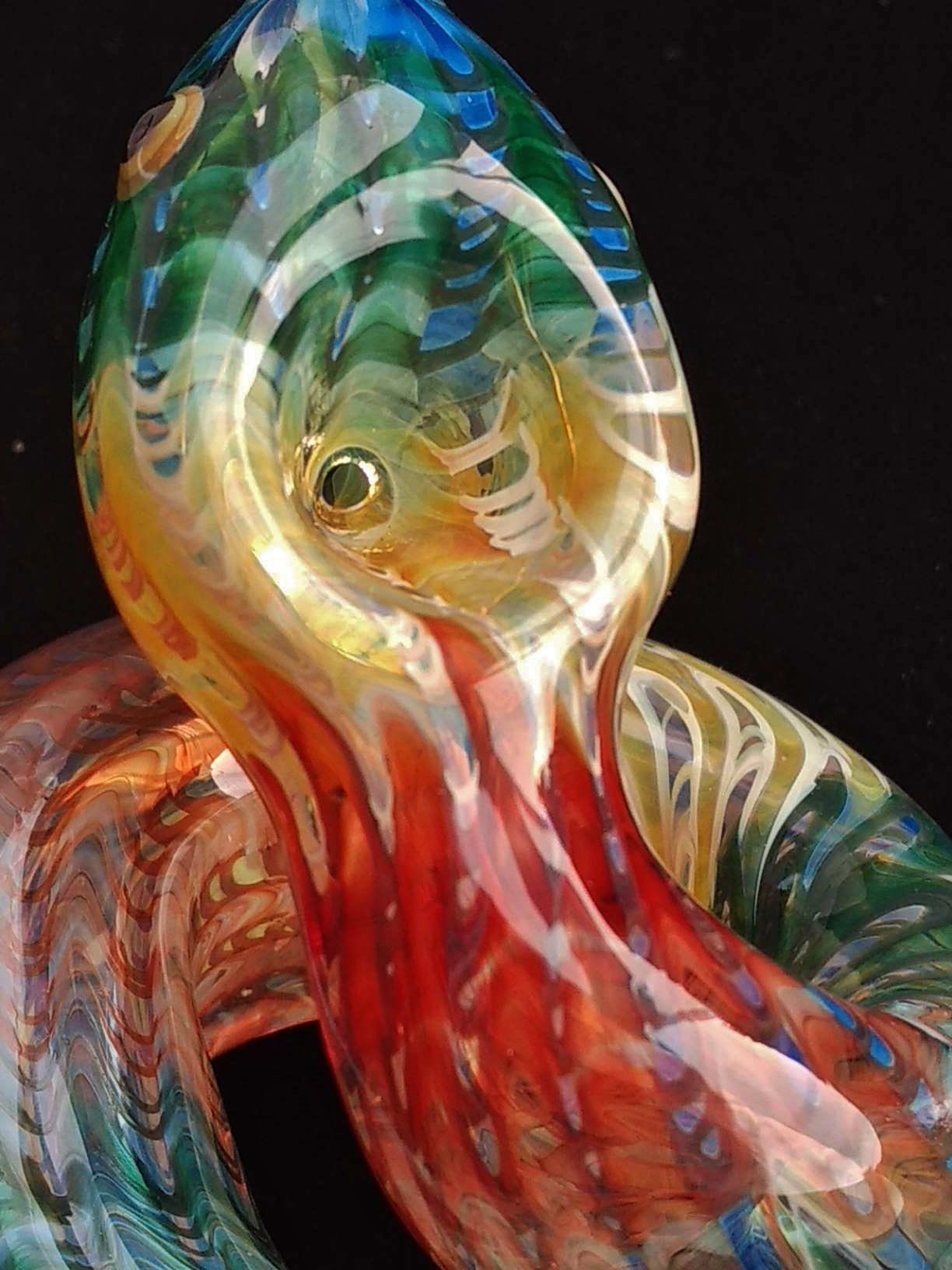 Coiled Glass Snake Pipe | Color Changing | Rasta Colors | Unique ...
