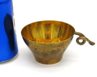 Vintage Brass Cup with Cow Tail Handle Made in India