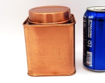 Copper Coffee Jar Can Container Canister with Lid Tea Sugar Kitchen Storage