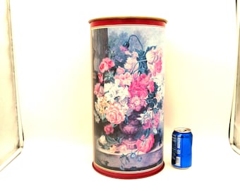 Vintage Metal Umbrella Stand Flower Design 18" Tall