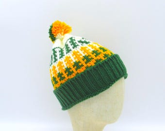Football Hat Beanie Knitted Grean Bay Packers Colors Gift