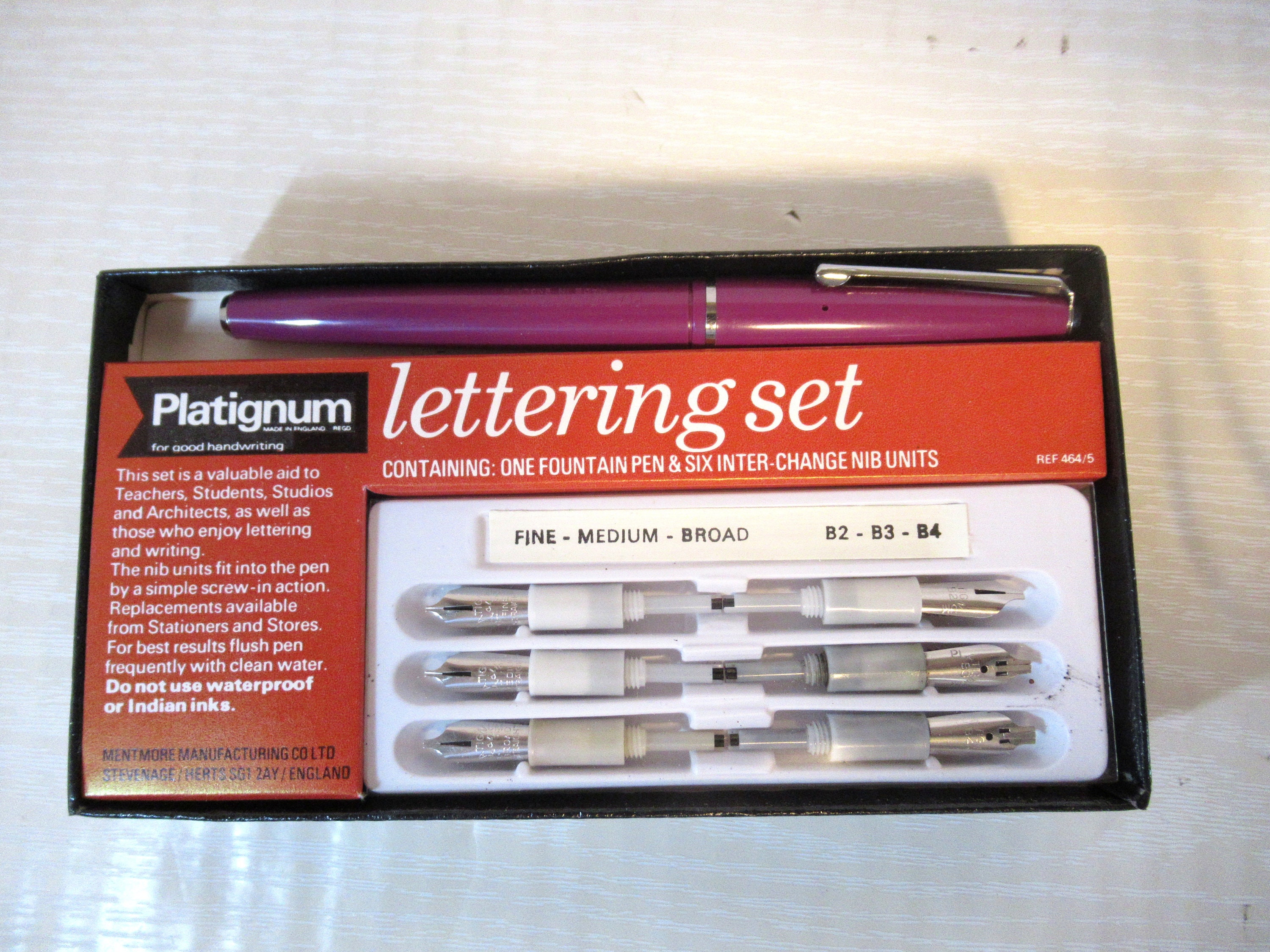 Platignum Lettering Set 6 Nib Units Fountain Pen in Package Calligraphy 