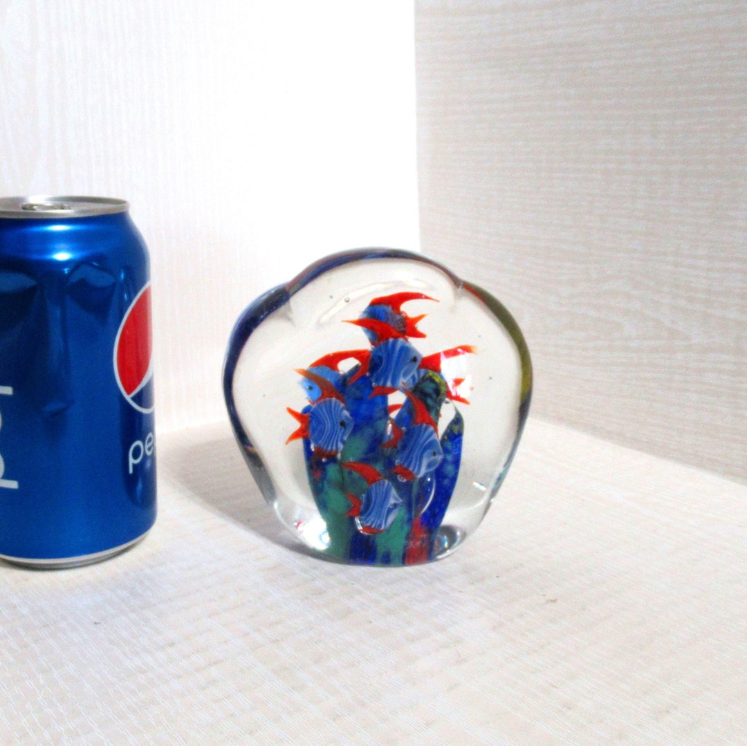 Art Glass Paperweight Coral Reef Fish Aquarium Etsy