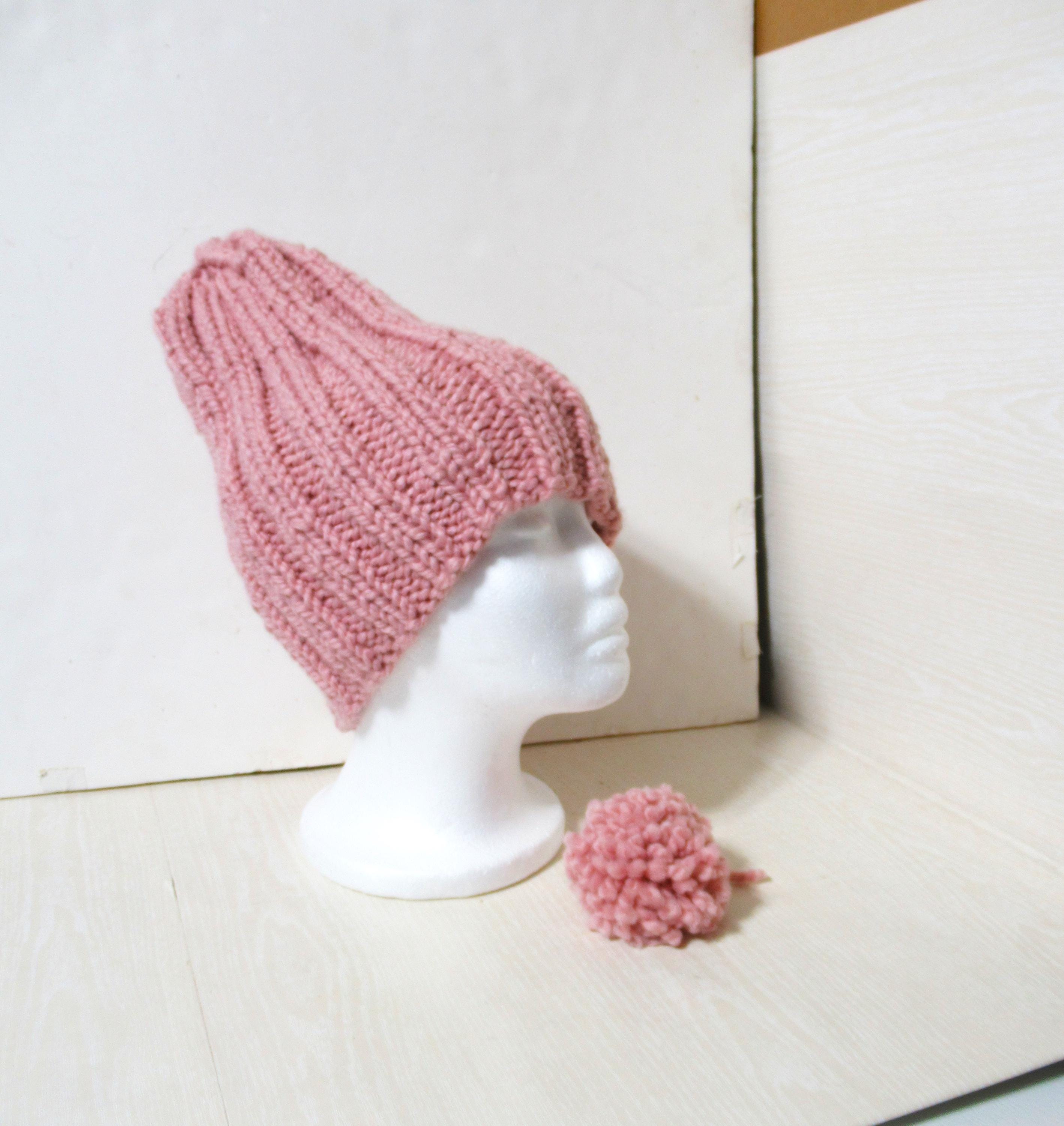 Handmade Chunky Beanie — Thick Knit Hat, Warm Winter Accessory (Pink) Handmade Chunky Knit Beanie: Soft Pink Winter Hat - Etsy main image 4