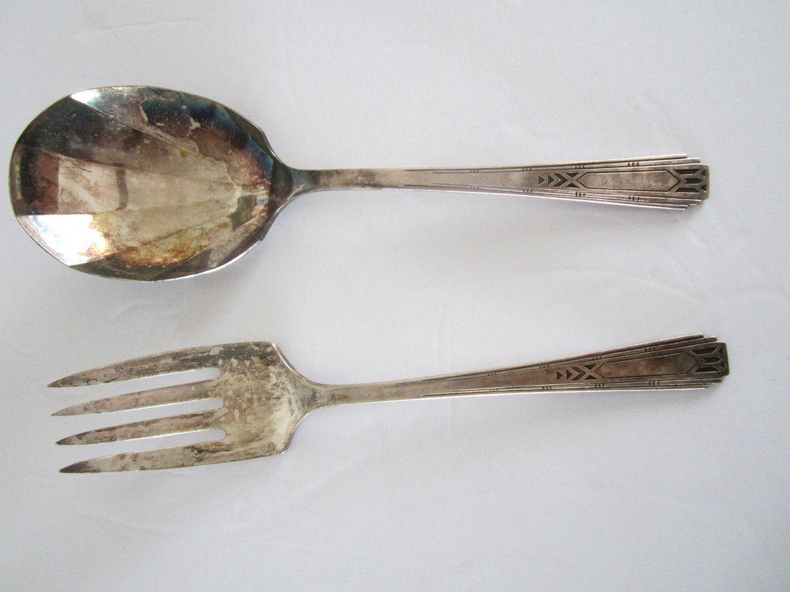 Tudor Plate Oneida Community Serving Fork Spoon Set Etsy
