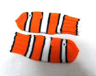 Funny Mittens Handmade Knitted Fish Christmas Gift