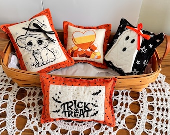 Halloween Dough Bowl Fillers, Embroidered Pillows, Tiered Tray Decor, Black Cat