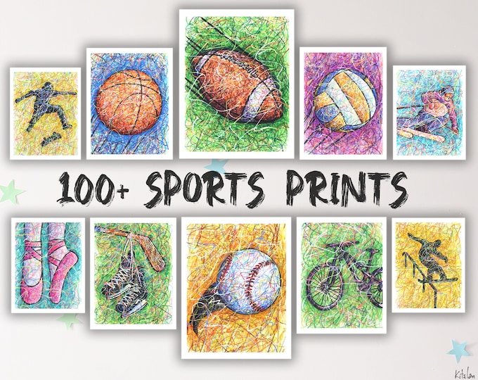 CHOOSE any SPORTS wall art for kids, Sports Art Prints for boys, girls and kids bedroom decor, Sports gift, Sports fan, Bedroom Decor