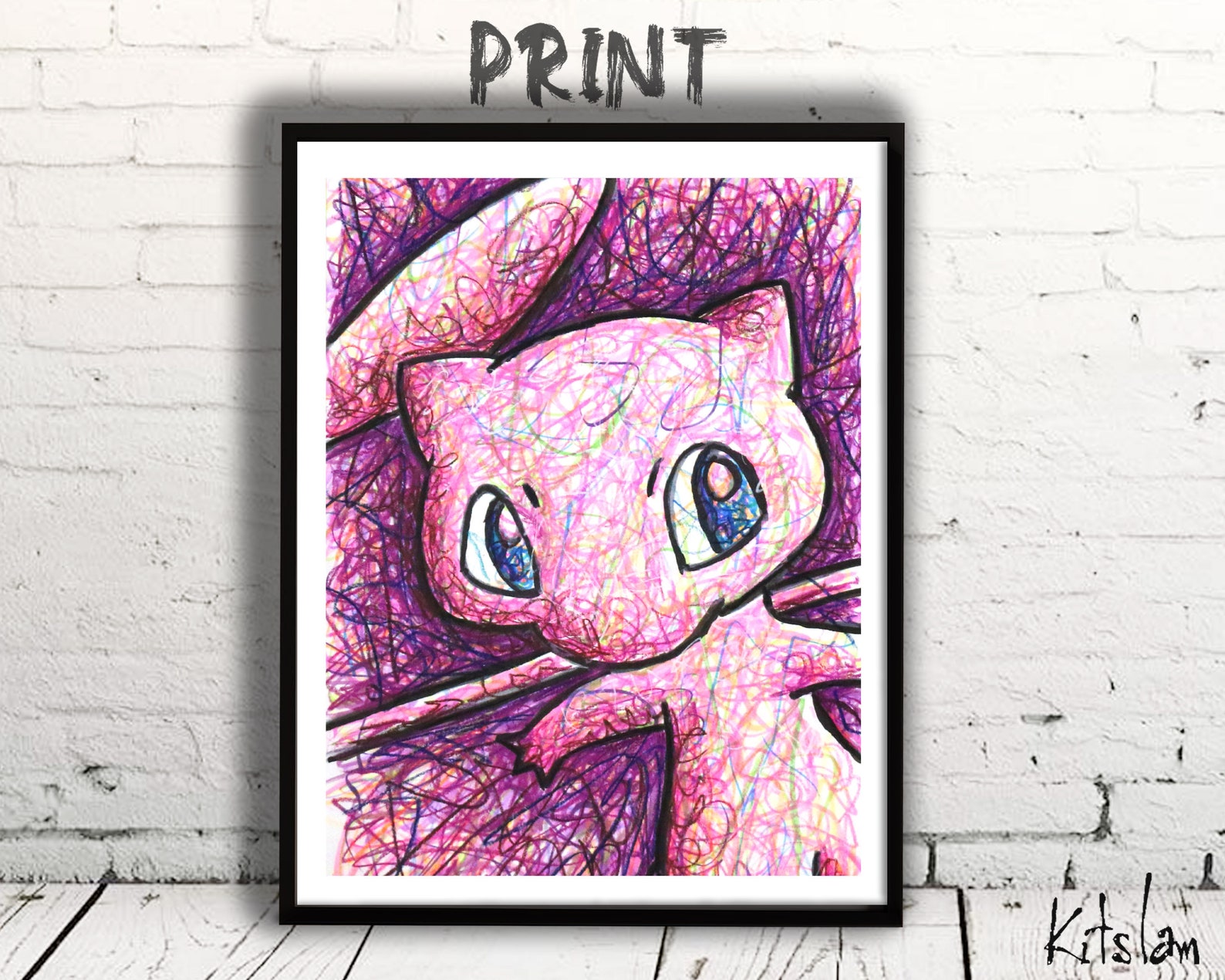 POKEMON Art for Kids Mew Pokemon Pokemon Character Mew Art Etsy